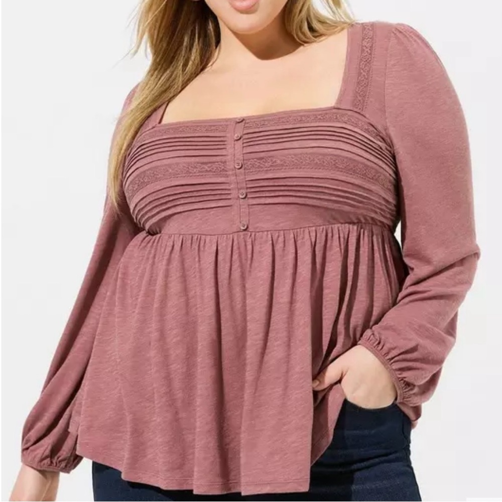 Dusty Rose Top with Puff Sleeves